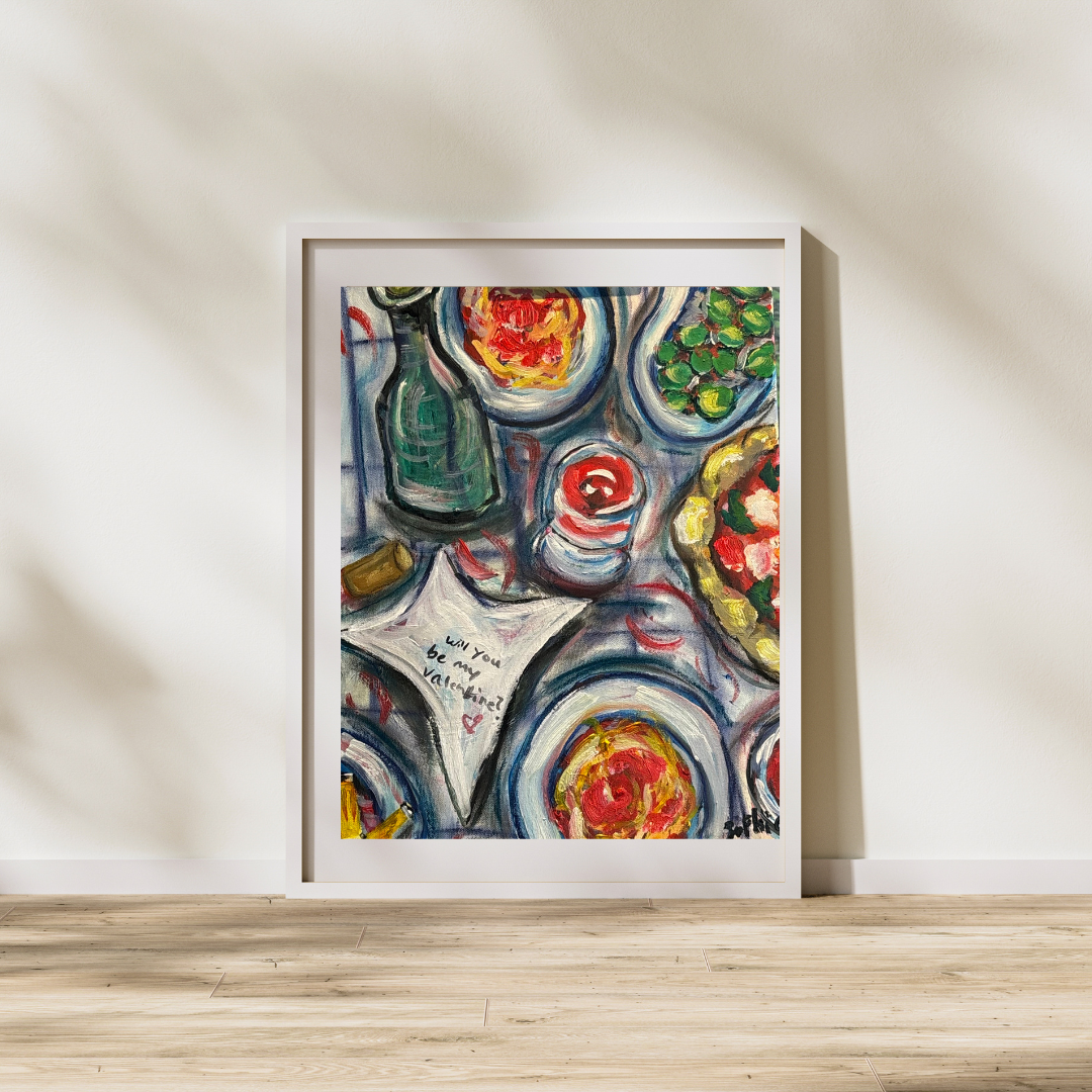 “Valentine’s Table” – Original Acrylic Painting
