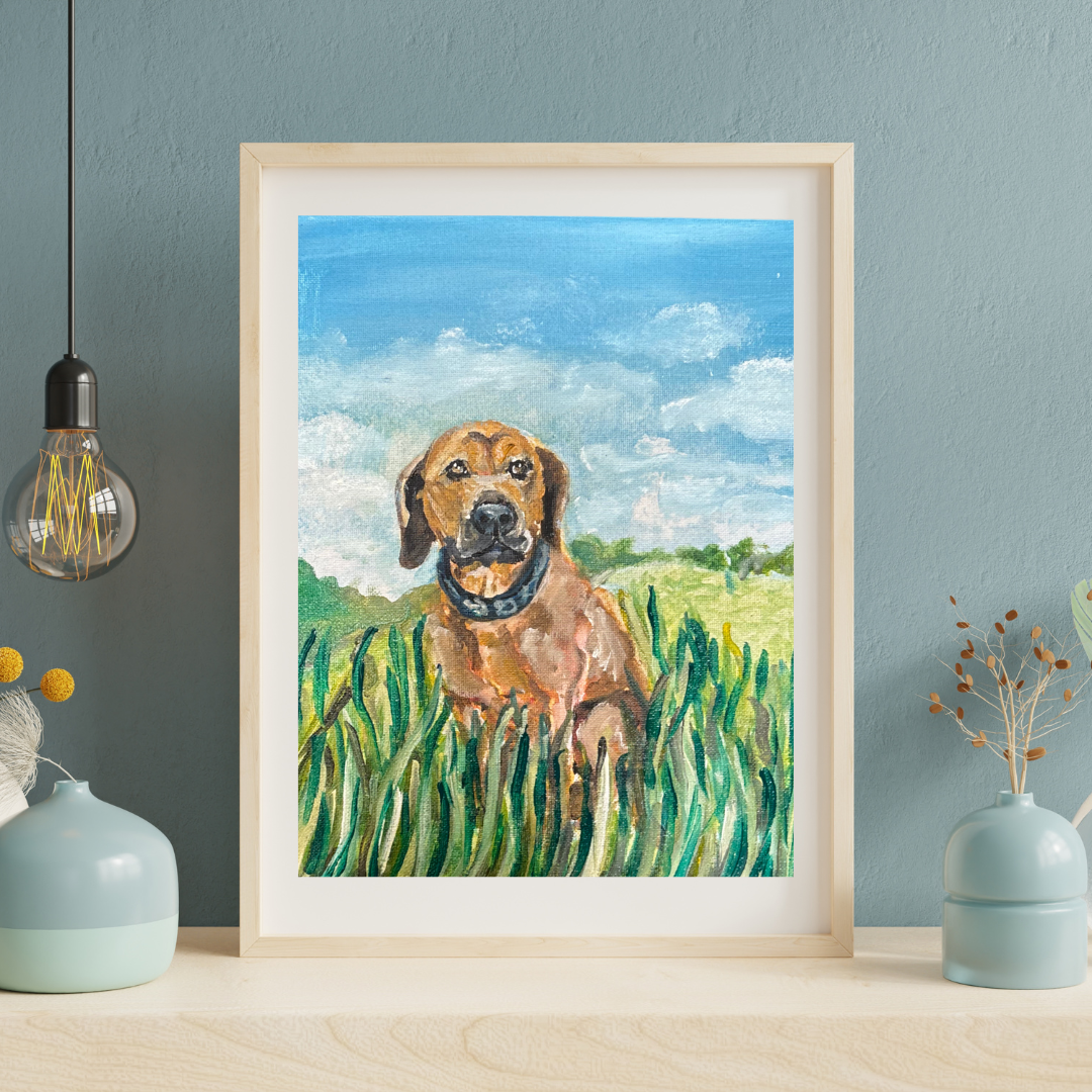 "Field Watcher" - Original Dog Portrait