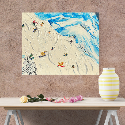 “Paws on the Piste” – Original Acrylic Painting