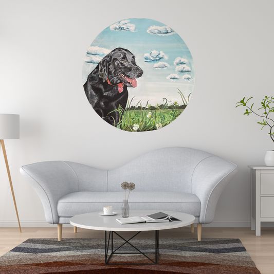 “Summer Scout” – Original Round Dog Portrait